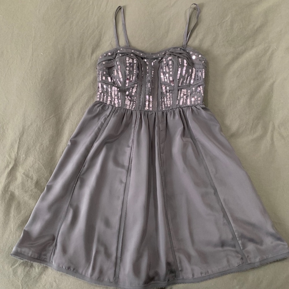 AEO Grey Sequin Mini Dress
